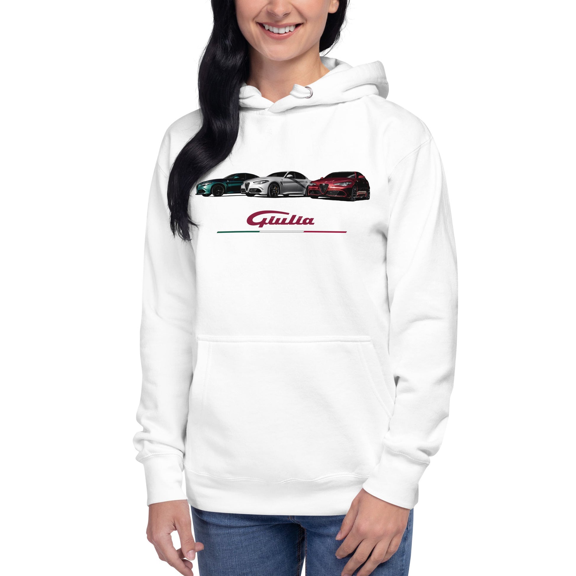 Felpa con cappuccio Alfa Romeo Giulia quadrifoglio tricolore
