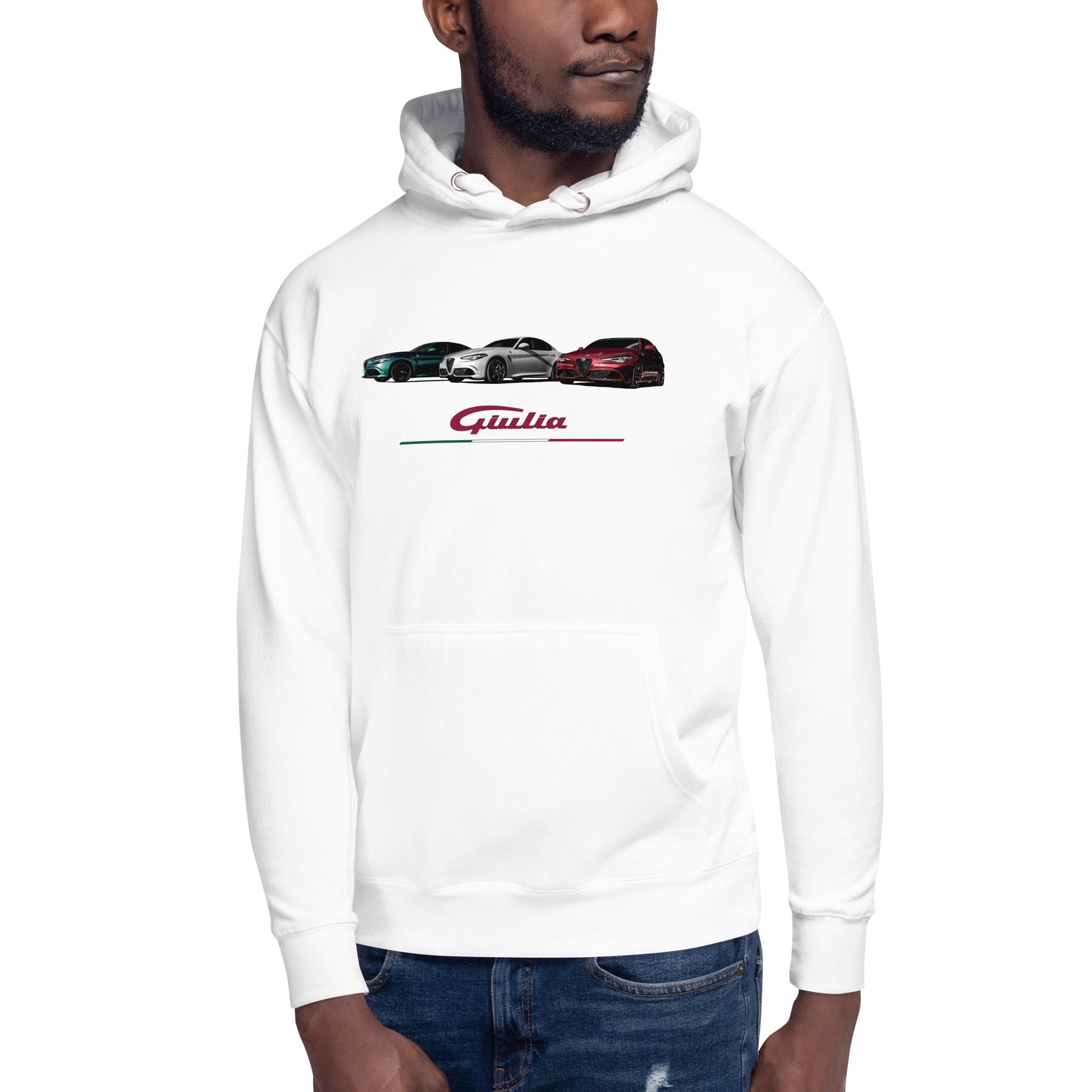 Felpa con cappuccio Alfa Romeo Giulia quadrifoglio tricolore
