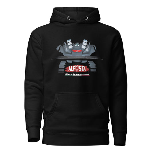 Felpa con cappuccio Alfa Romeo Quadrifoglio Engine cuore Alfista