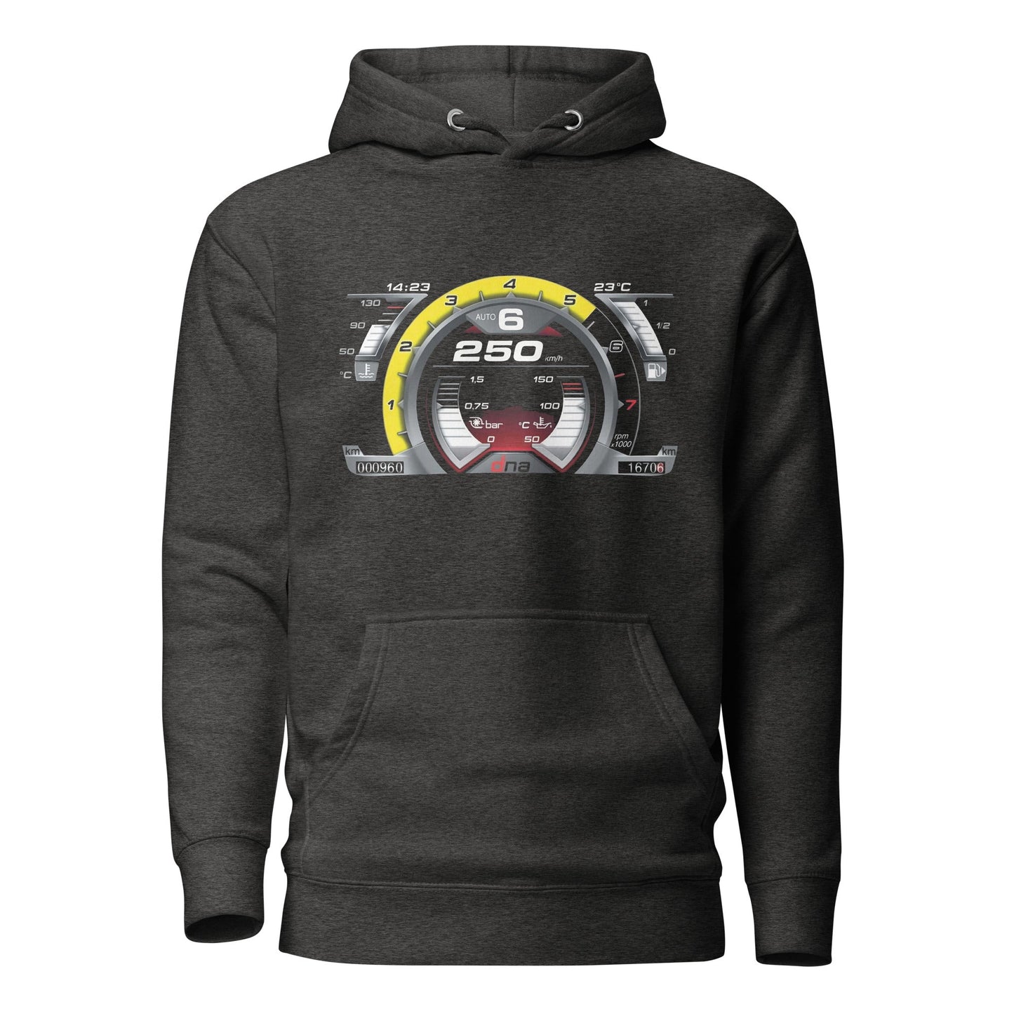 Felpa con cappuccio dedicata ai fan dell’Alfa Romeo 4C con stampa del cruscotto – Stile unico e passionale
