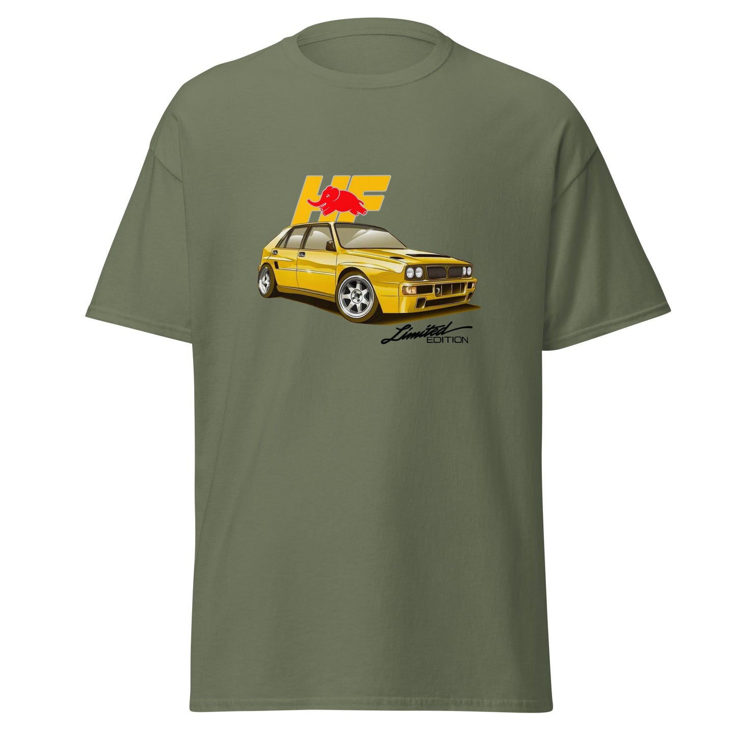 Maglietta T-shirt dedicata ai fan della Lancia Delta HF Integrale Evoluzione – Stile sportivo