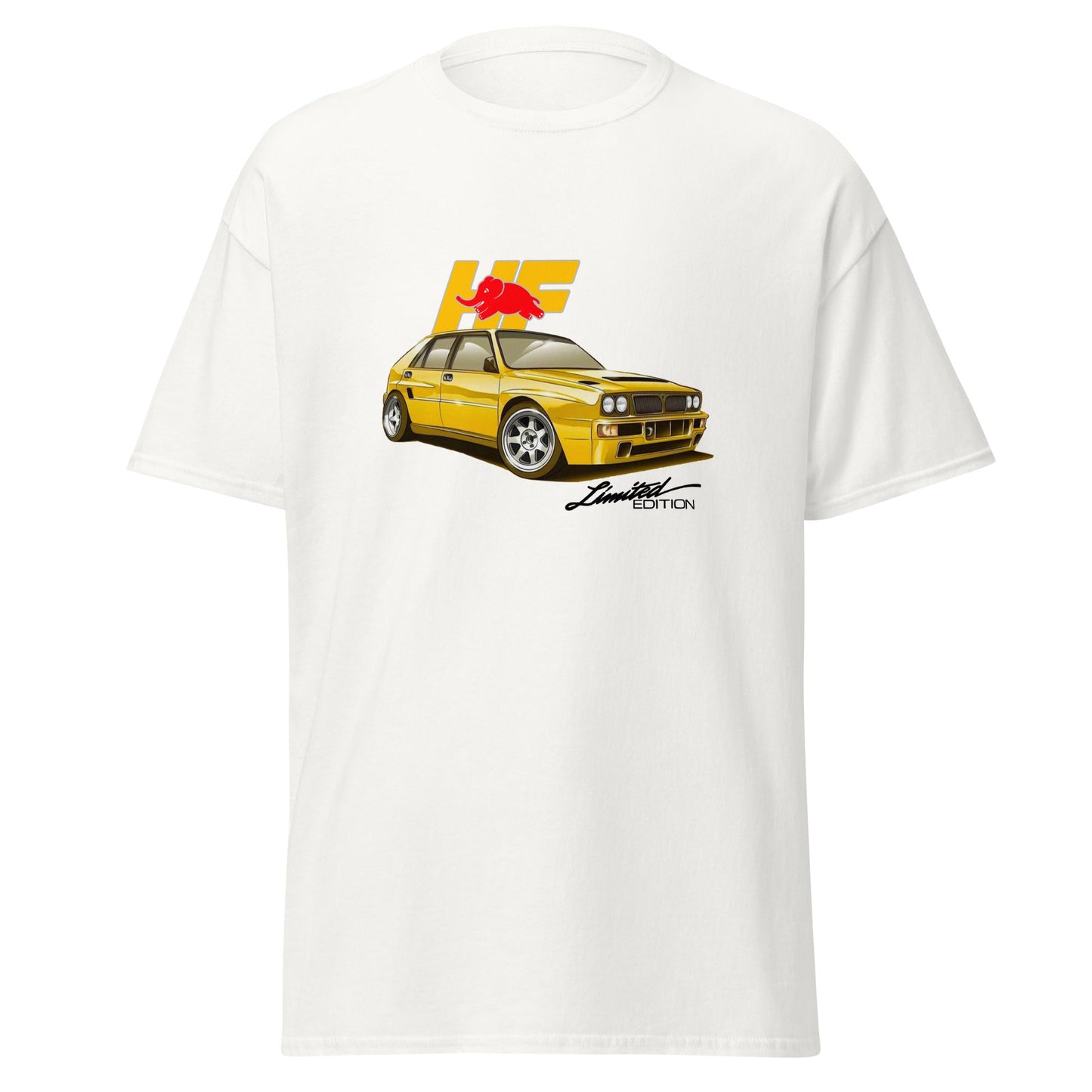Maglietta T-shirt dedicata ai fan della Lancia Delta HF Integrale Evoluzione – Stile sportivo