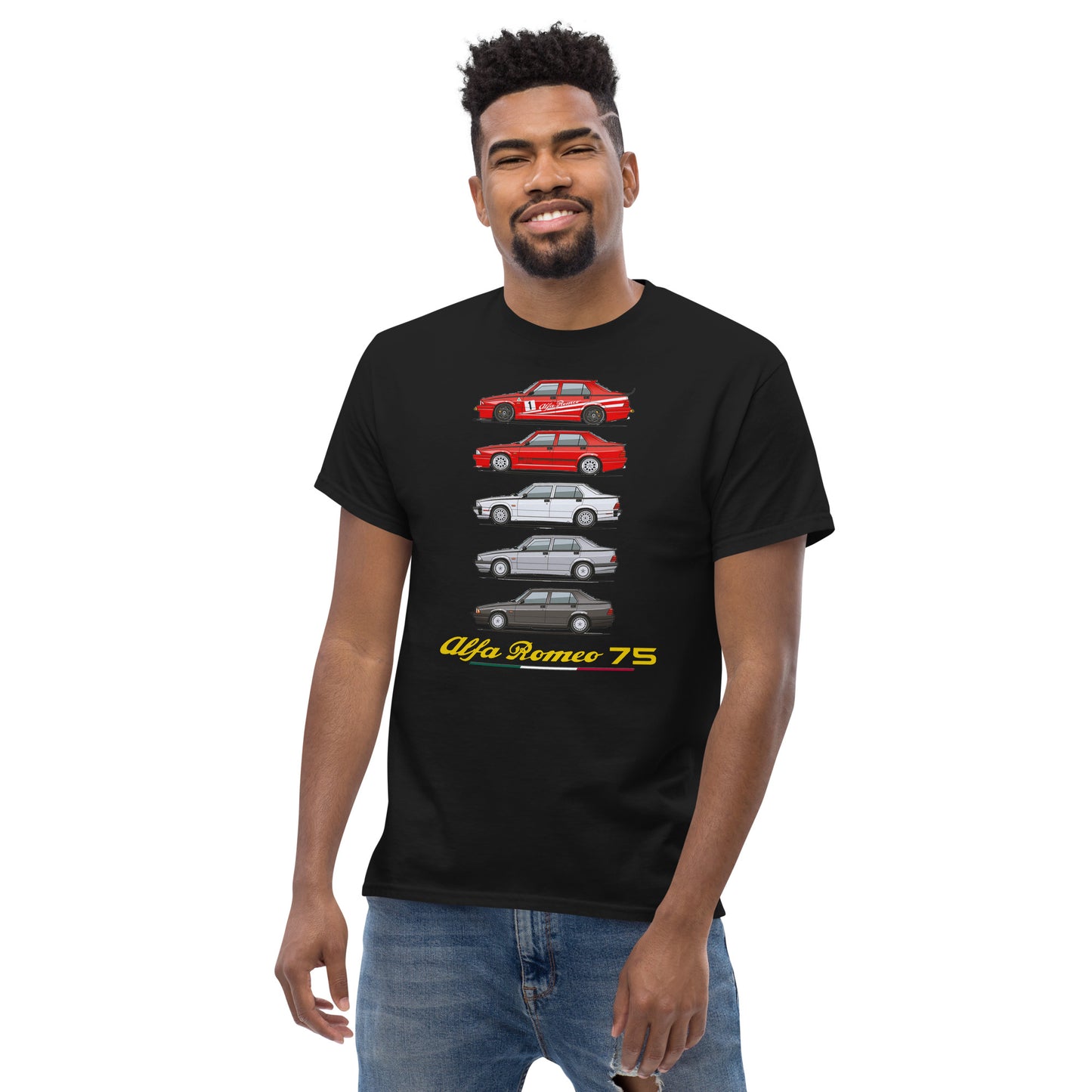 T-shirt Alfa Romeo 75 evoluzione dei modelli