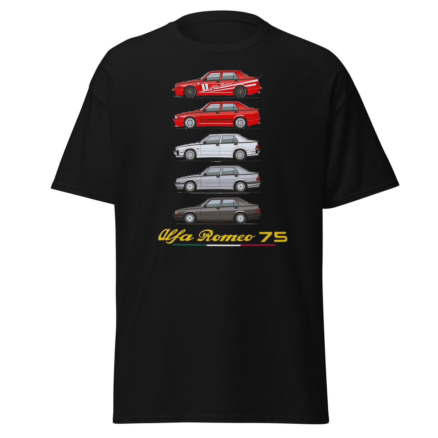 T-shirt Alfa Romeo 75 evoluzione dei modelli