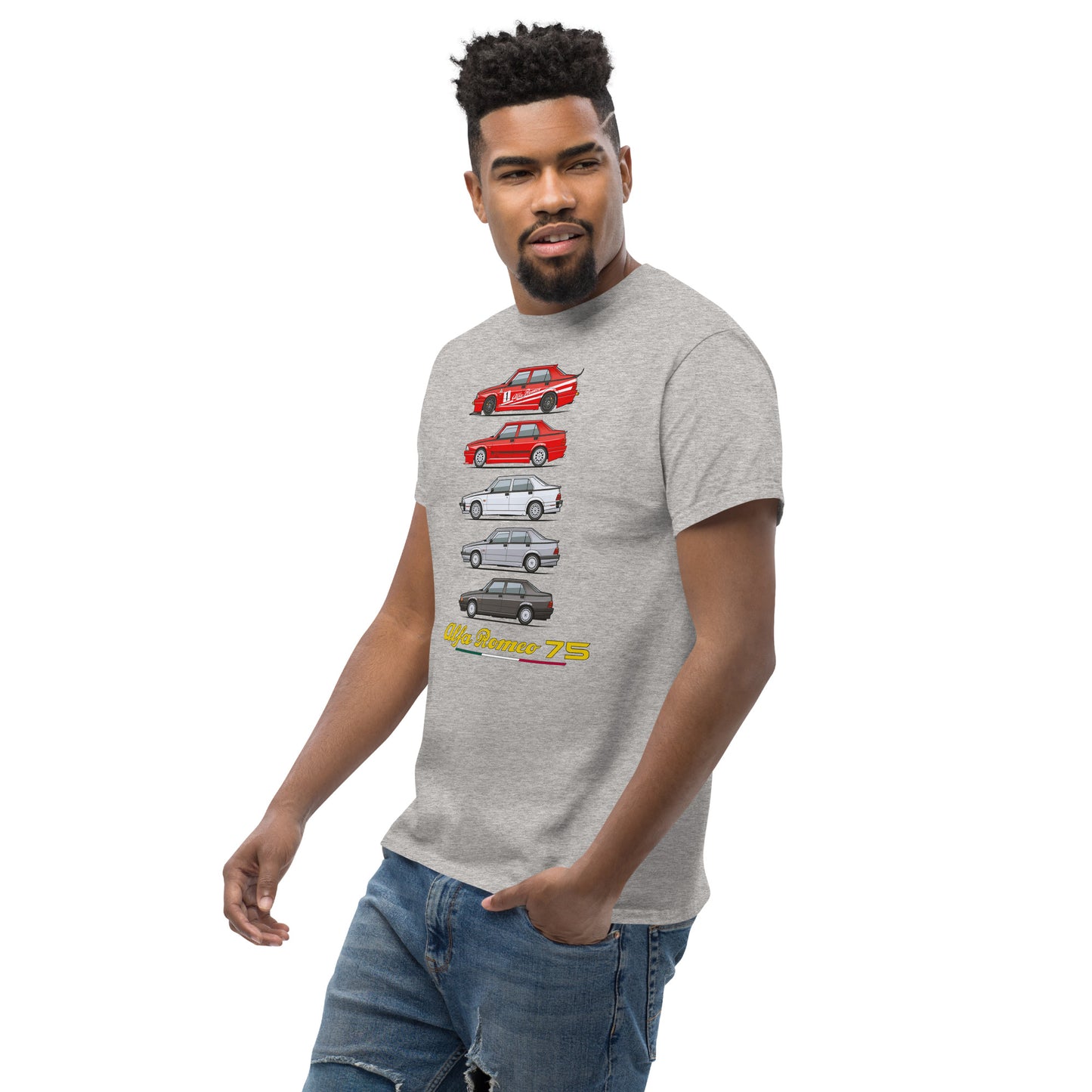T-shirt Alfa Romeo 75 evoluzione dei modelli