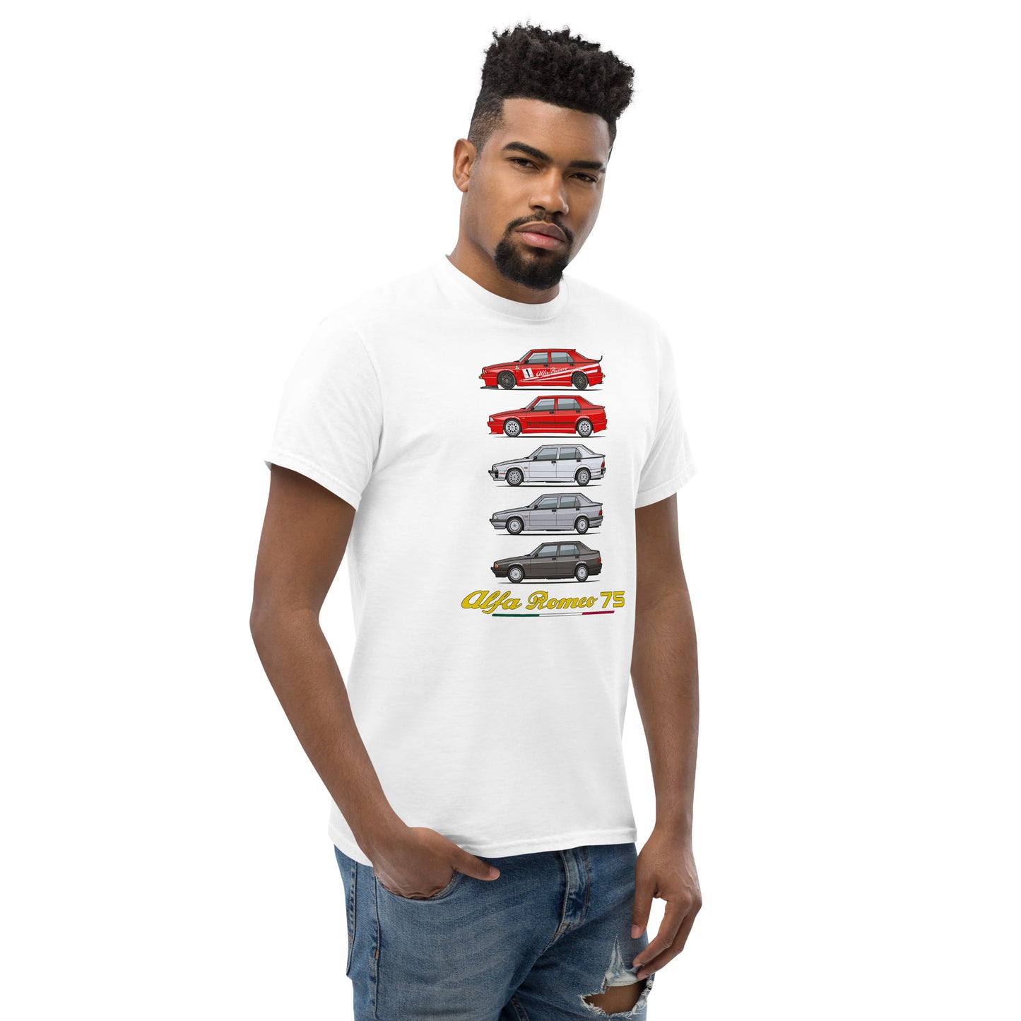 T-shirt Alfa Romeo 75 evoluzione dei modelli