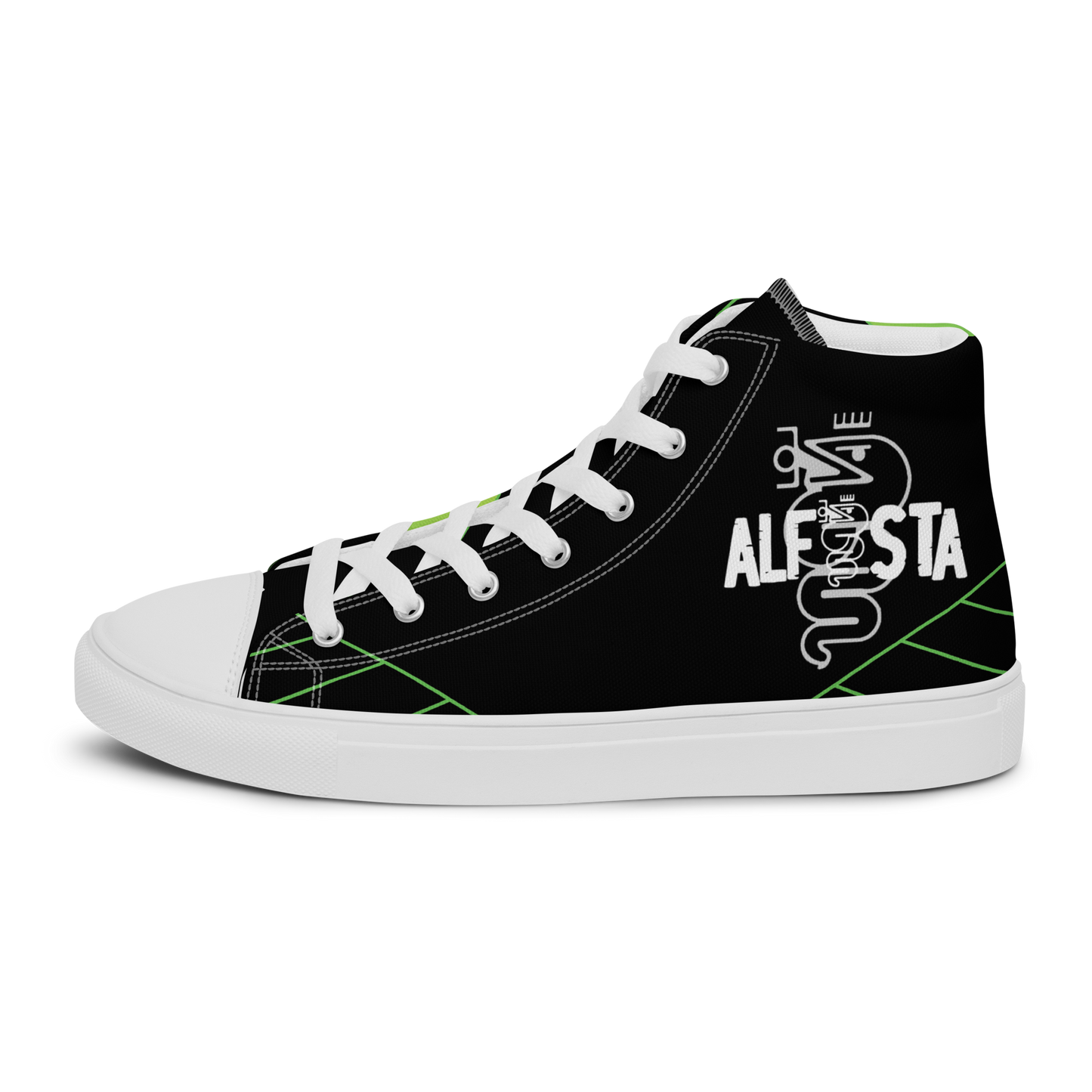 Scarpe Sneakers Alte in Tela Nero ’Alfista’ – Stile e Passione