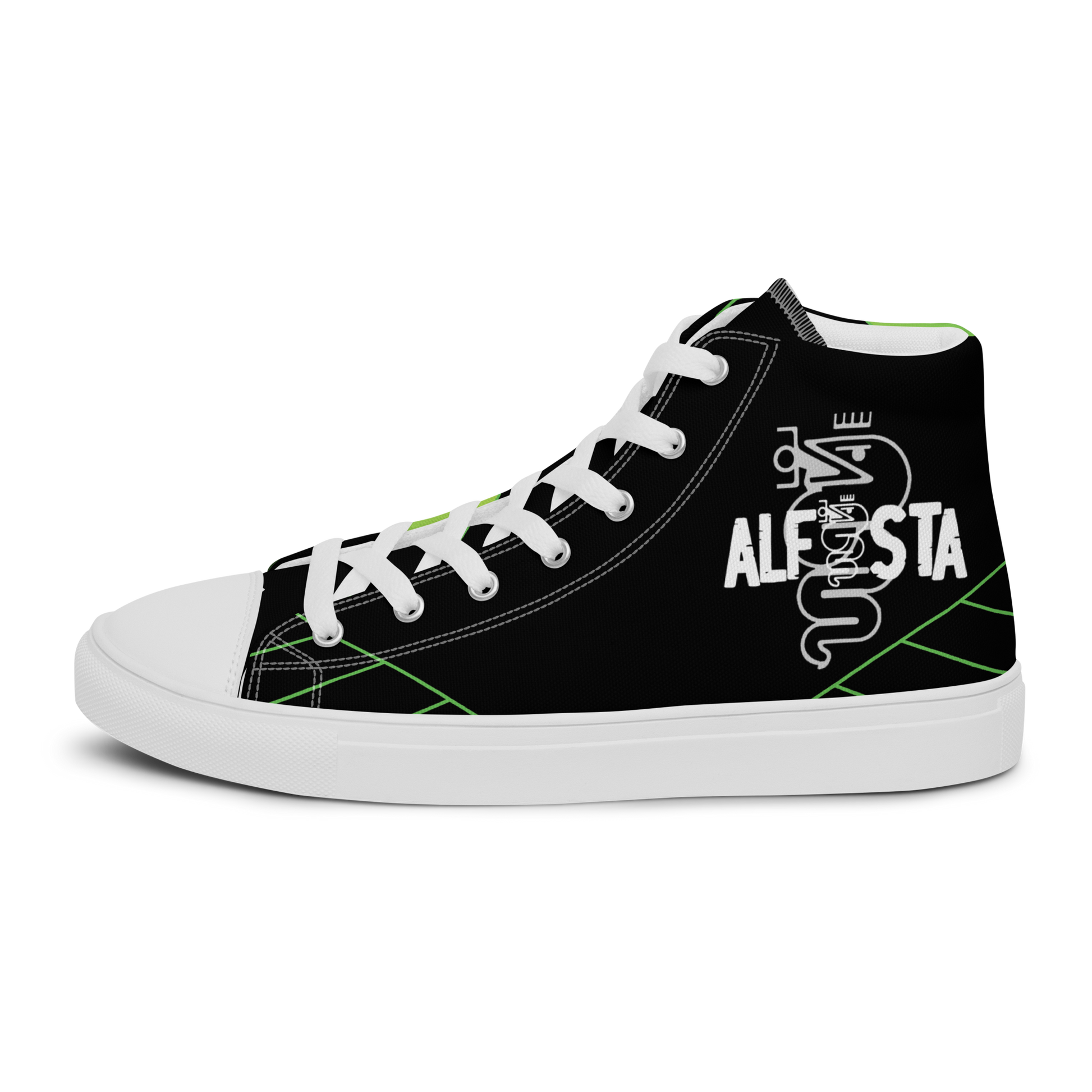Scarpe Sneakers Alte in Tela Nero ’Alfista’ – Stile e Passione
