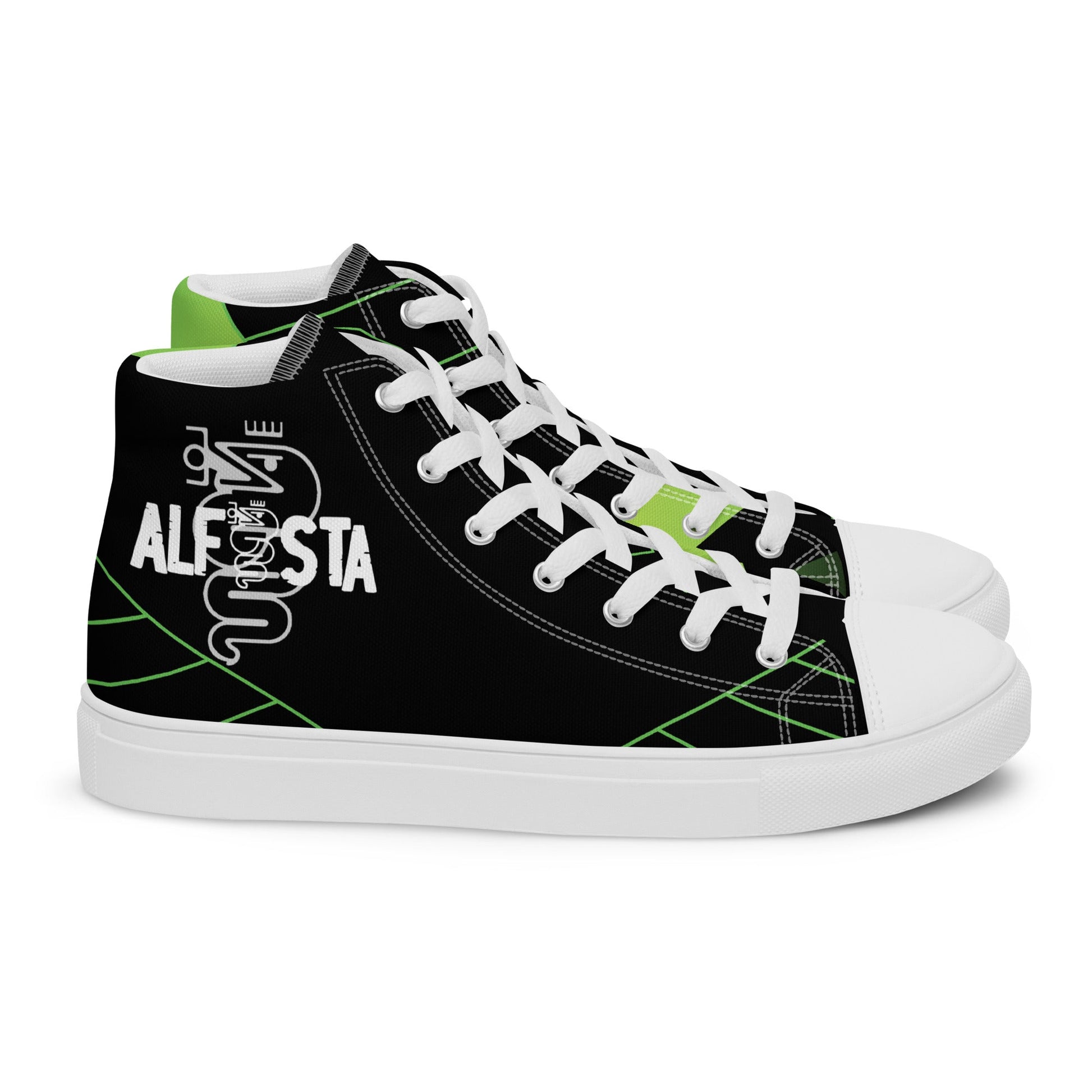 Scarpe Sneakers Alte in Tela Nero ’Alfista’ – Stile e Passione