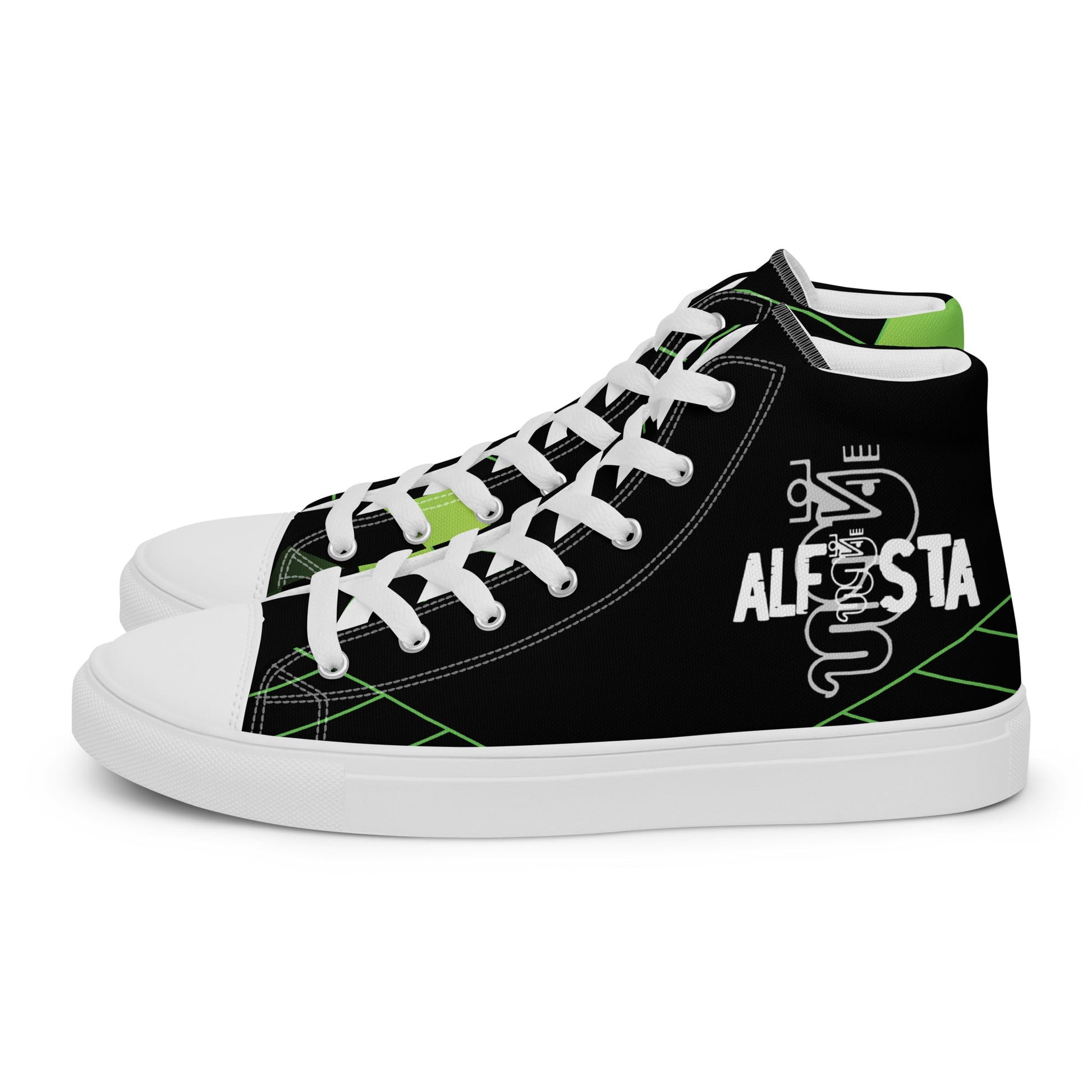 Scarpe Sneakers Alte in Tela Nero ’Alfista’ – Stile e Passione
