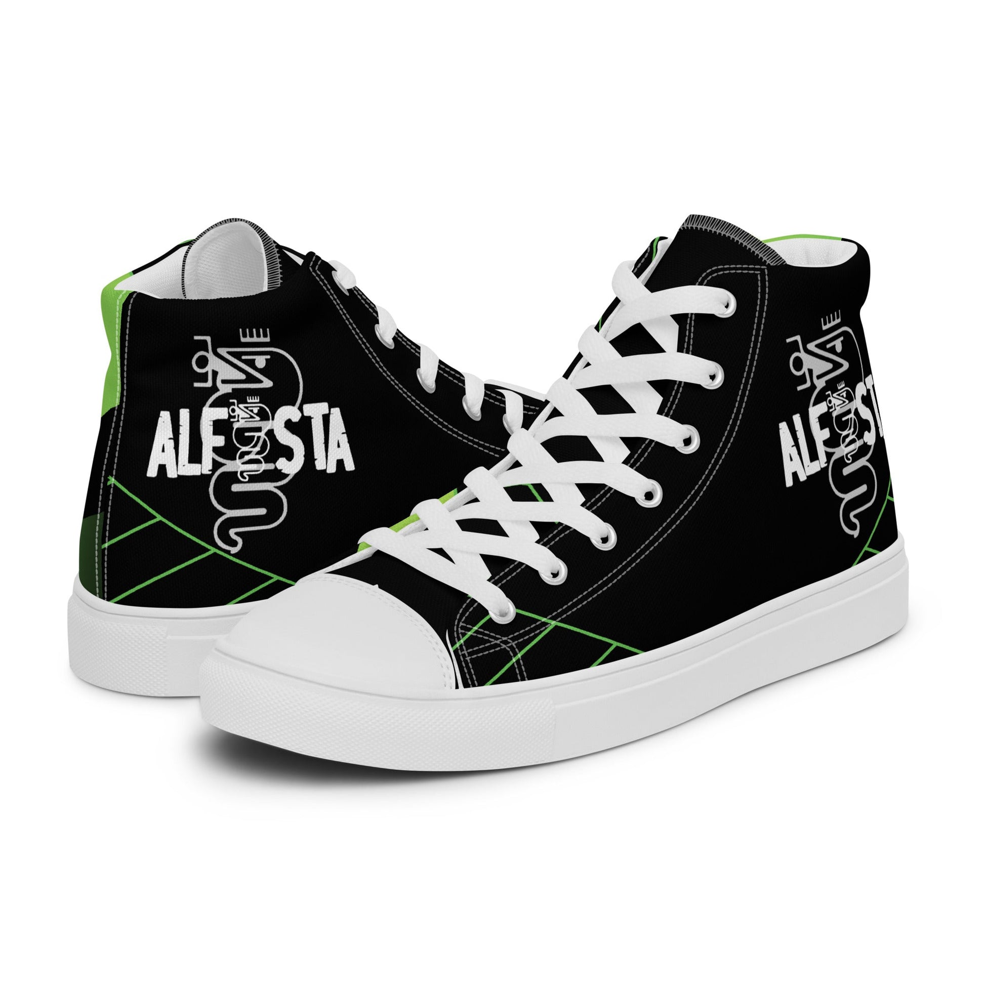 Scarpe Sneakers Alte in Tela Nero ’Alfista’ – Stile e Passione