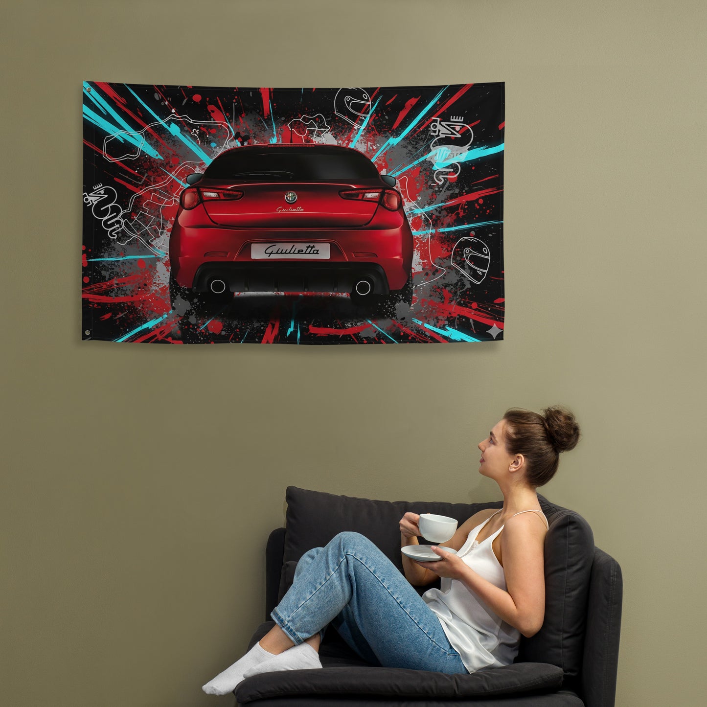 Bandiera Alfa Romeo Giulietta | Stampa Allover Personalizzata 03