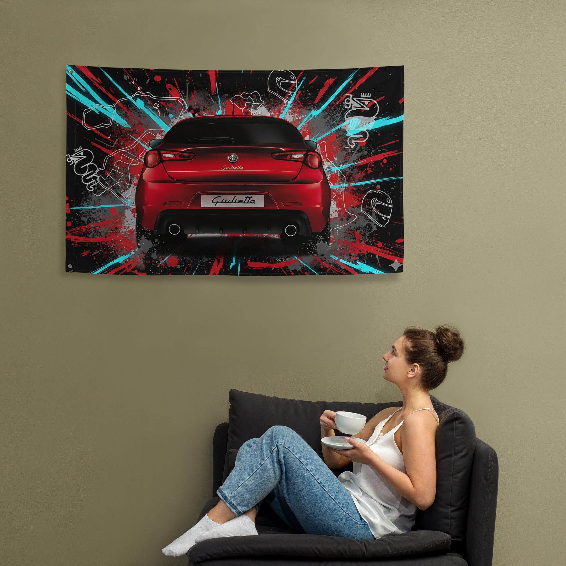 Bandiera Alfa Romeo Giulietta | Stampa Allover Personalizzata 03