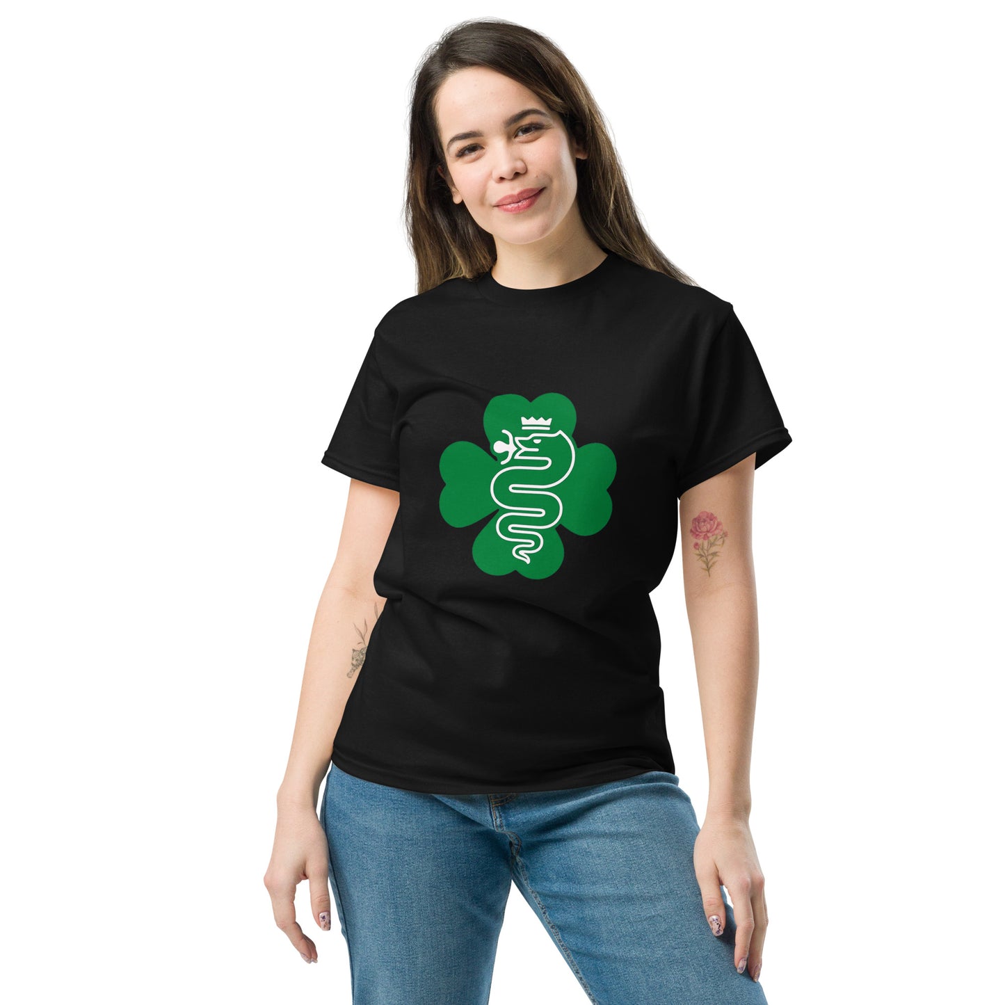 T-Shirt Quadrifoglio e Biscione per Veri Alfisti black donna