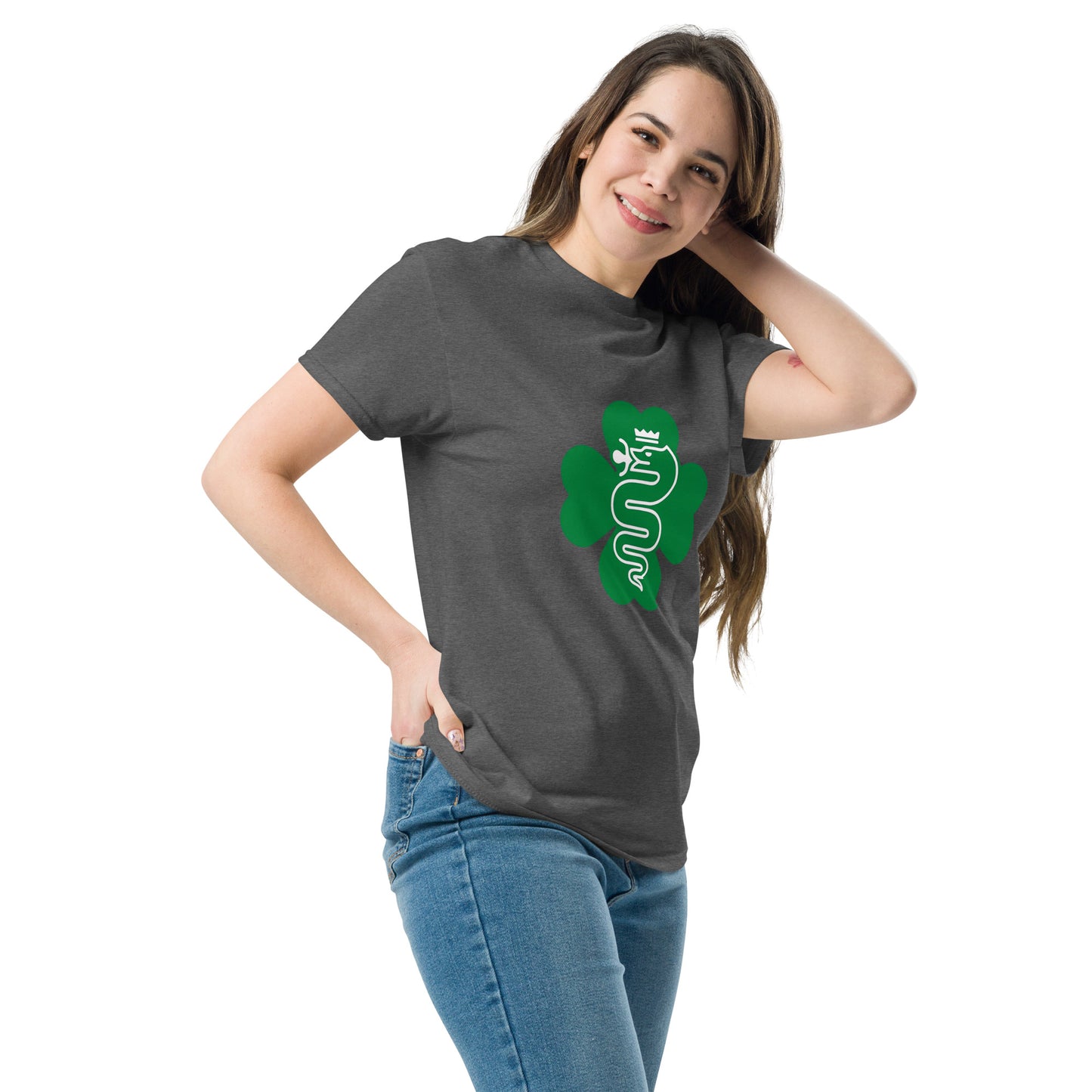 T-Shirt Quadrifoglio e Biscione per Veri Alfisti grigia donna