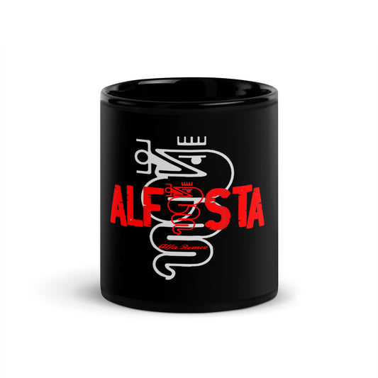 Tazza da tè latte caffè nera lucida Alfa Romeo