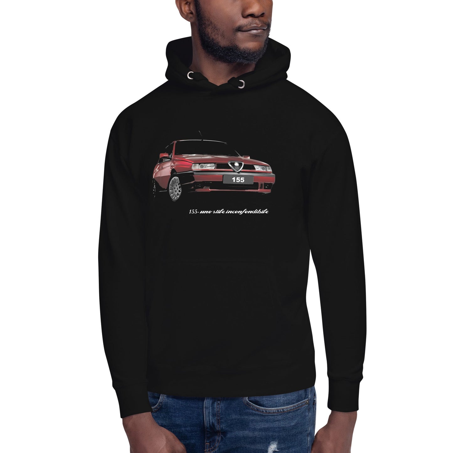 Felpa con Cappuccio Alfa Romeo 155 black - felpa