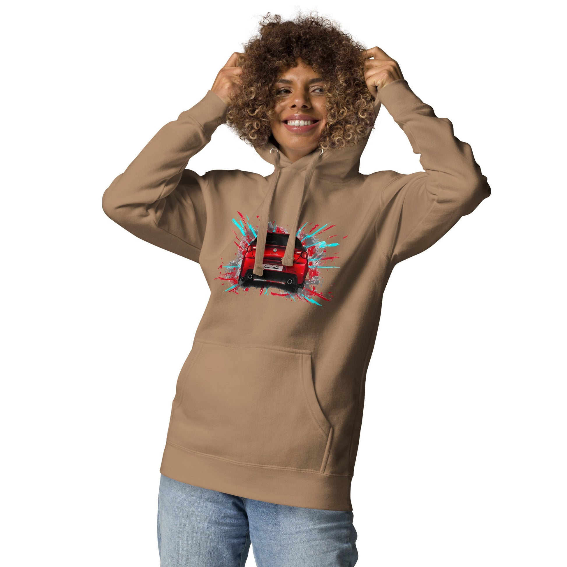 Felpa con Cappuccio per Appassionati Alfa Romeo Giulietta Quadrifoglio Verde | Stile Iconico