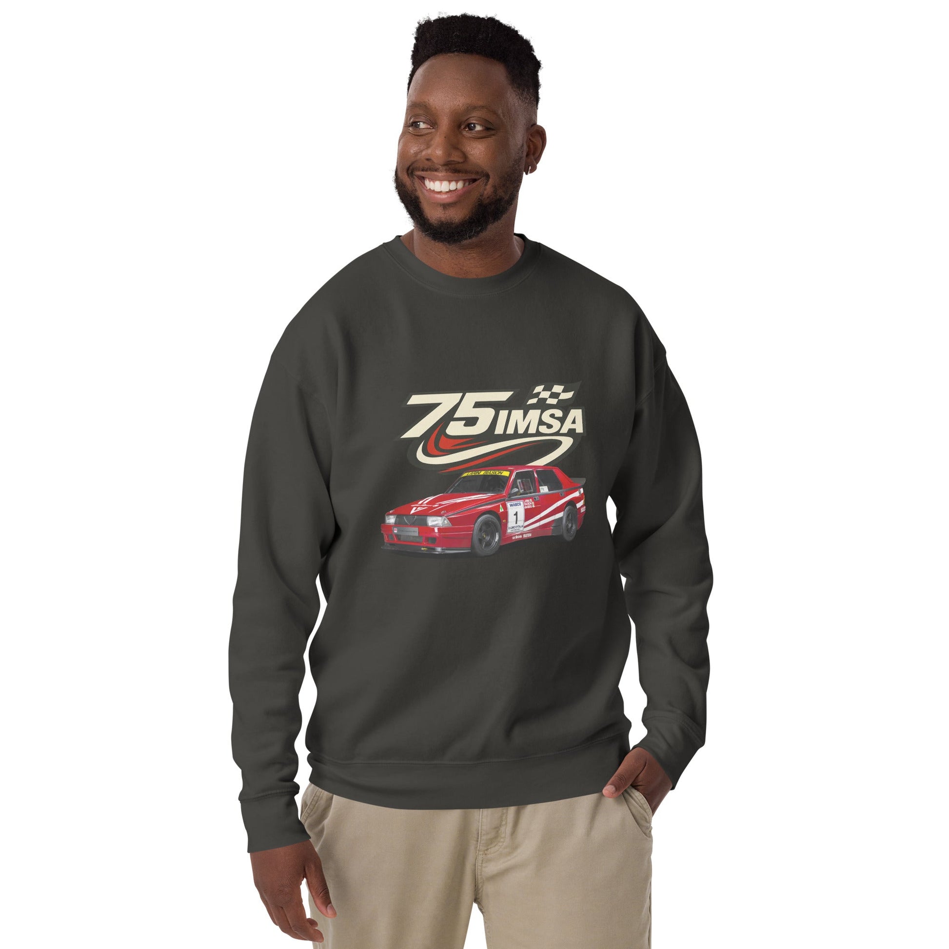 Felpa Girocollo Ispirata all’Alfa Romeo 75 IMSA Abbigliamento Stile Motorsport