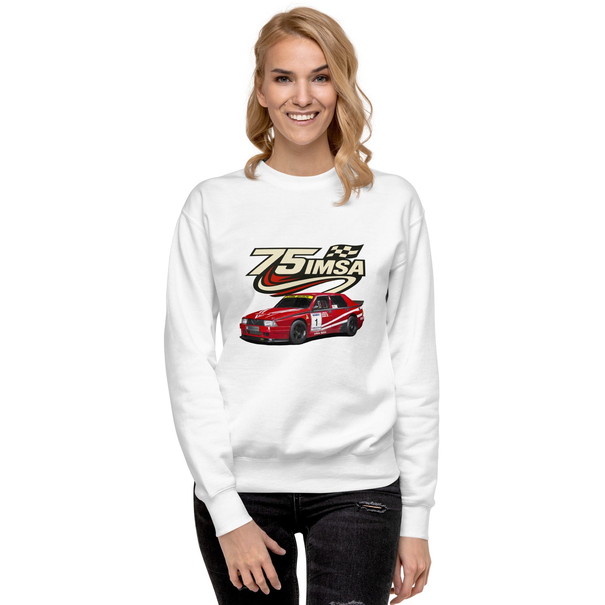 Felpa Girocollo Ispirata all’Alfa Romeo 75 IMSA Abbigliamento Stile Motorsport