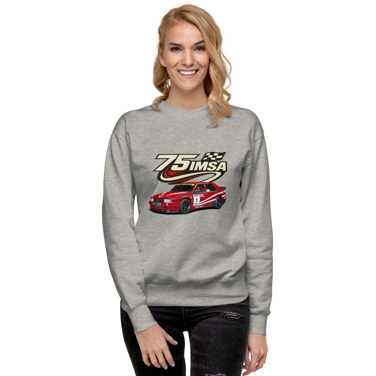 Felpa Girocollo Ispirata all’Alfa Romeo 75 IMSA Abbigliamento Stile Motorsport
