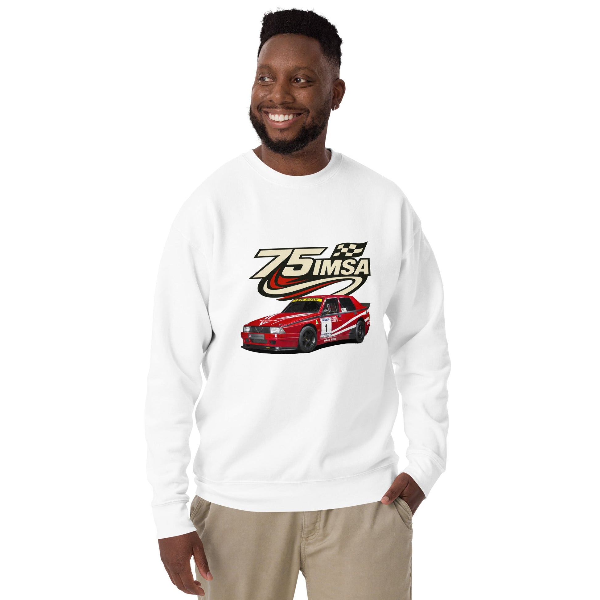 Felpa Girocollo Ispirata all’Alfa Romeo 75 IMSA Abbigliamento Stile Motorsport
