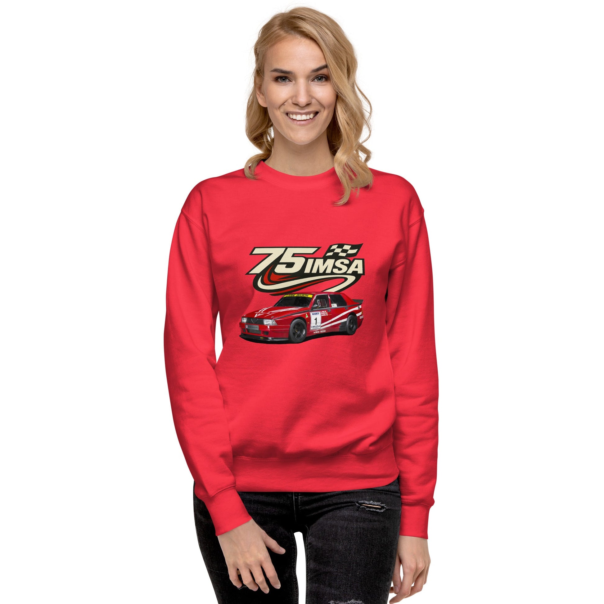 Felpa Girocollo Ispirata all’Alfa Romeo 75 IMSA Abbigliamento Stile Motorsport