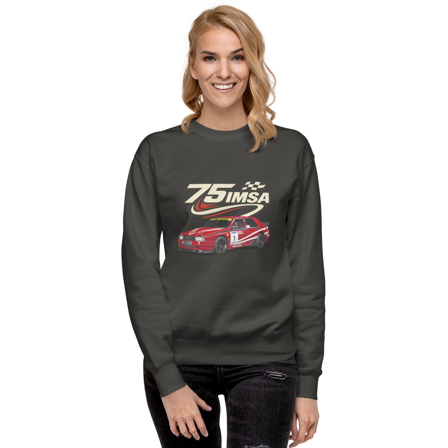 Felpa Girocollo Ispirata all’Alfa Romeo 75 IMSA Abbigliamento Stile Motorsport