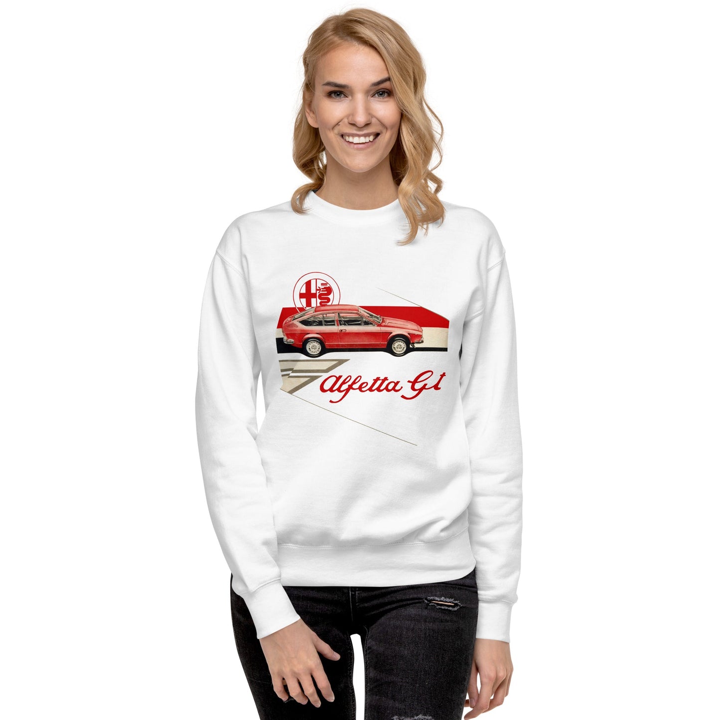 Felpa Girocollo Stile Vintage Alfa Romeo Alfetta GTV Abbigliamento Automobilistico
