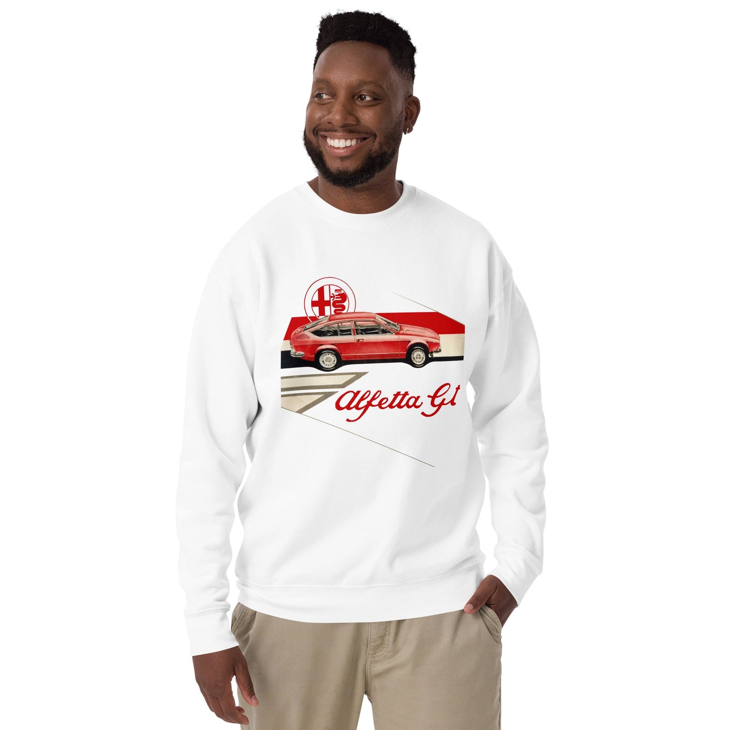 Felpa Girocollo Stile Vintage Alfa Romeo Alfetta GTV Abbigliamento Automobilistico