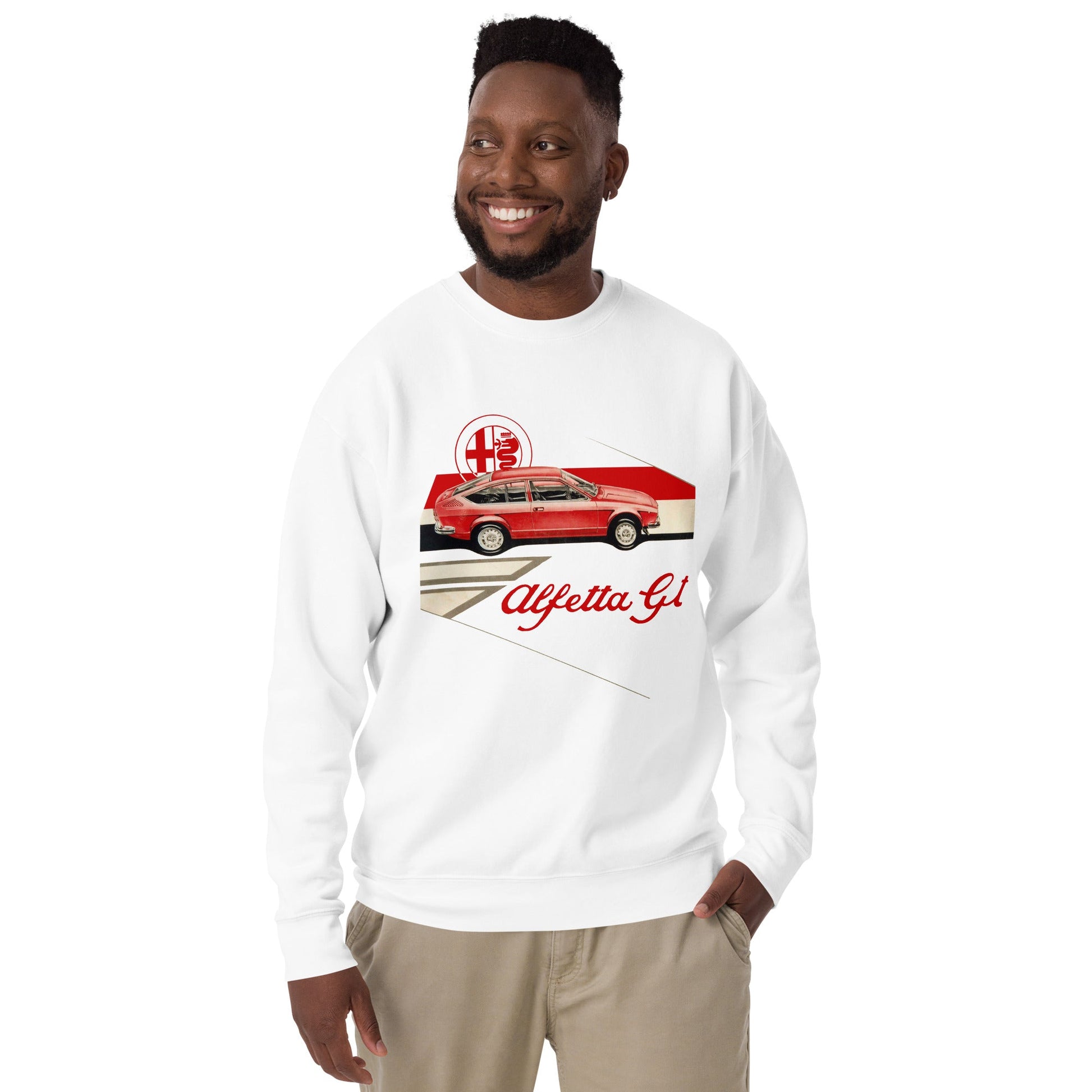 Felpa Girocollo Stile Vintage Alfa Romeo Alfetta GTV Abbigliamento Automobilistico
