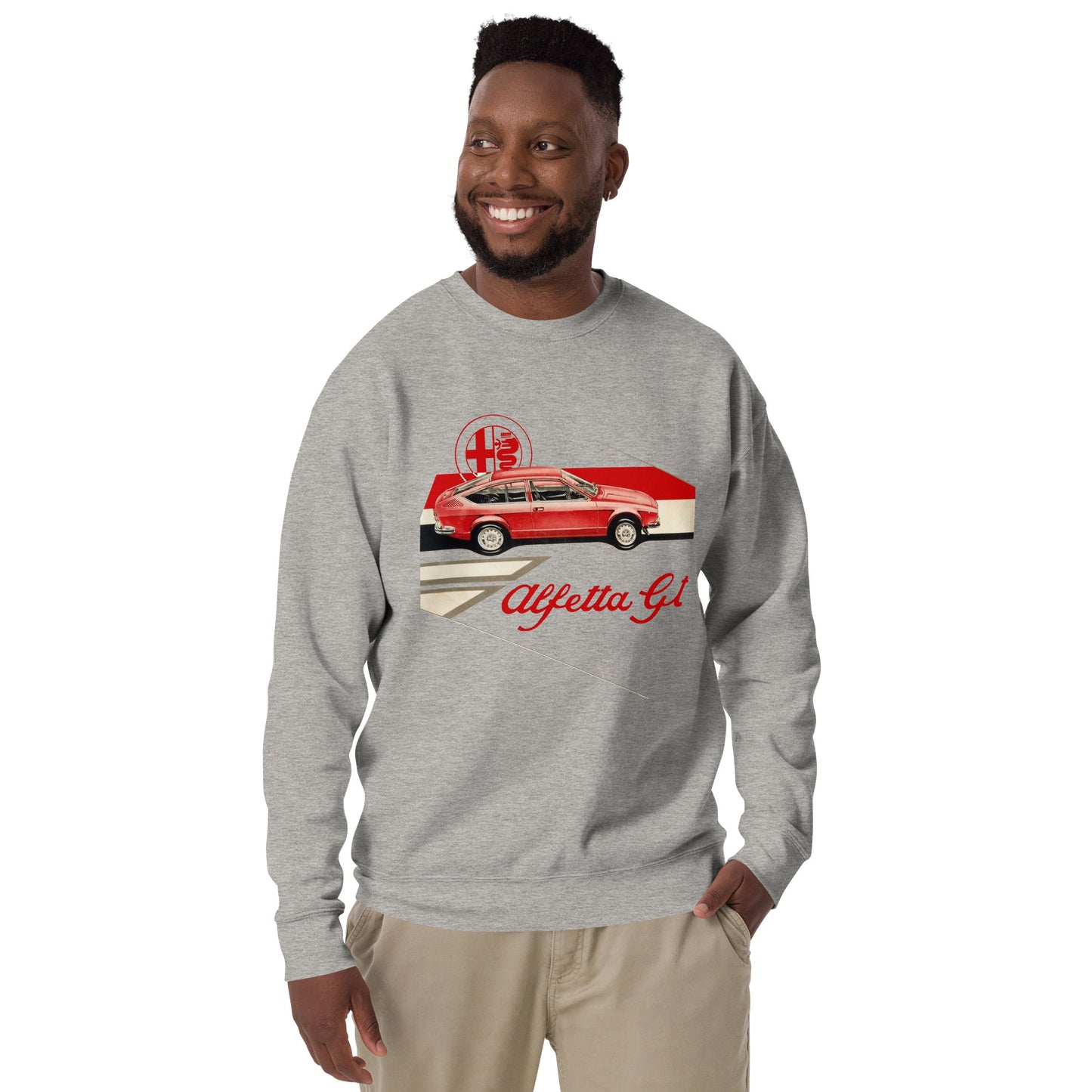 Felpa Girocollo Stile Vintage Alfa Romeo Alfetta GTV Abbigliamento Automobilistico
