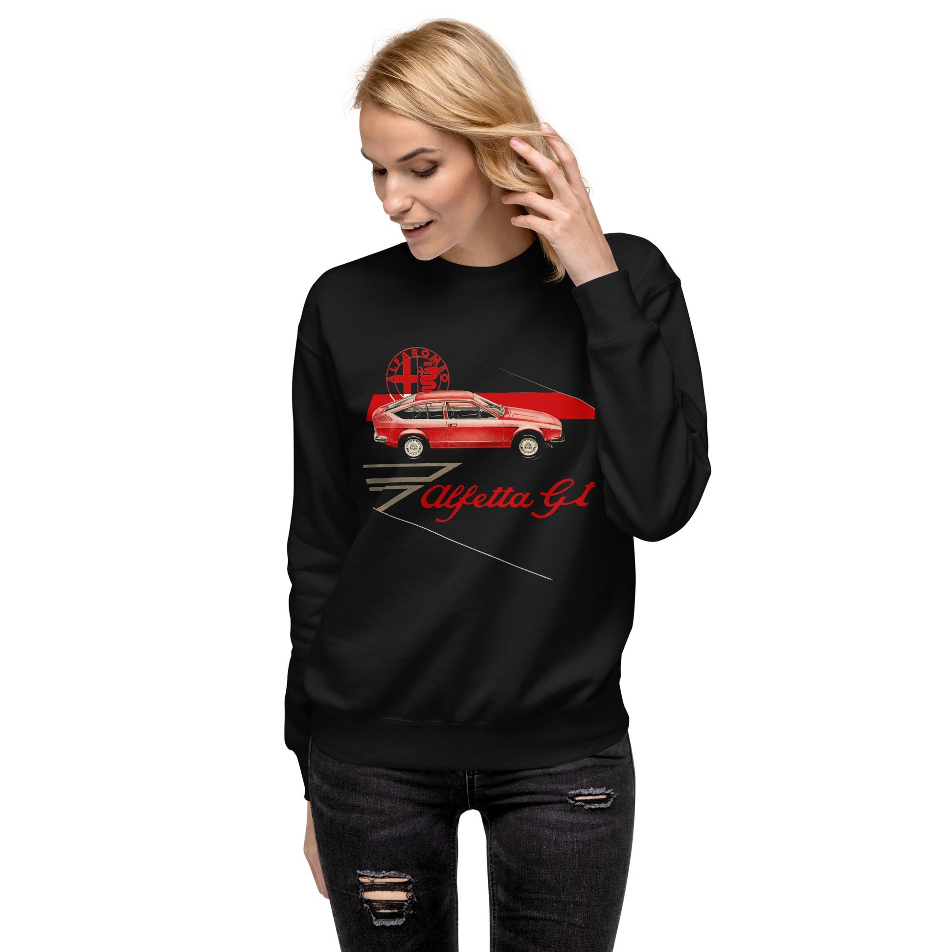 Felpa Girocollo Stile Vintage Alfa Romeo Alfetta GTV Abbigliamento Automobilistico
