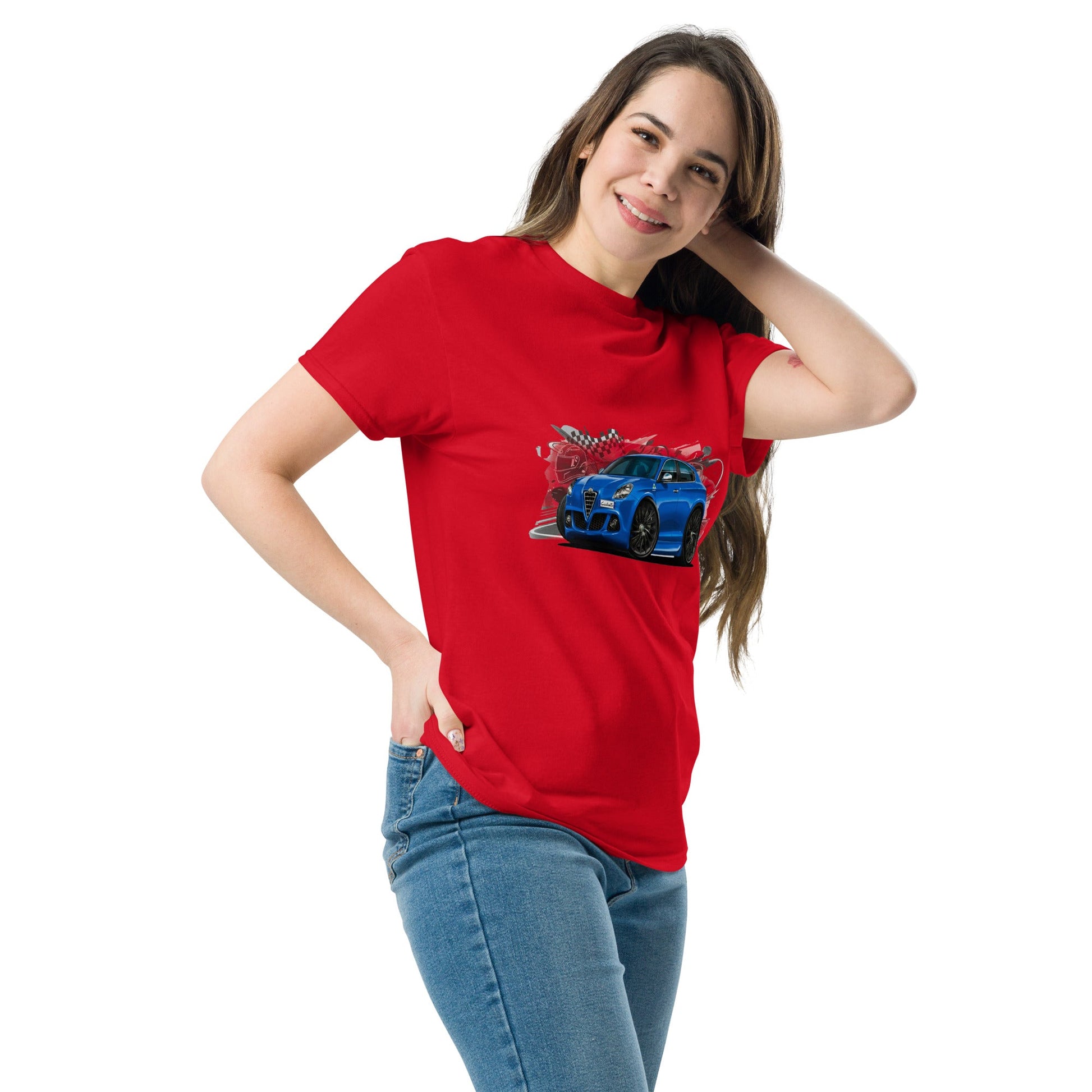 Maglietta T-shirt dedicata ai fan Alfa Romeo Giulietta Blu Misano | Stampa artistica