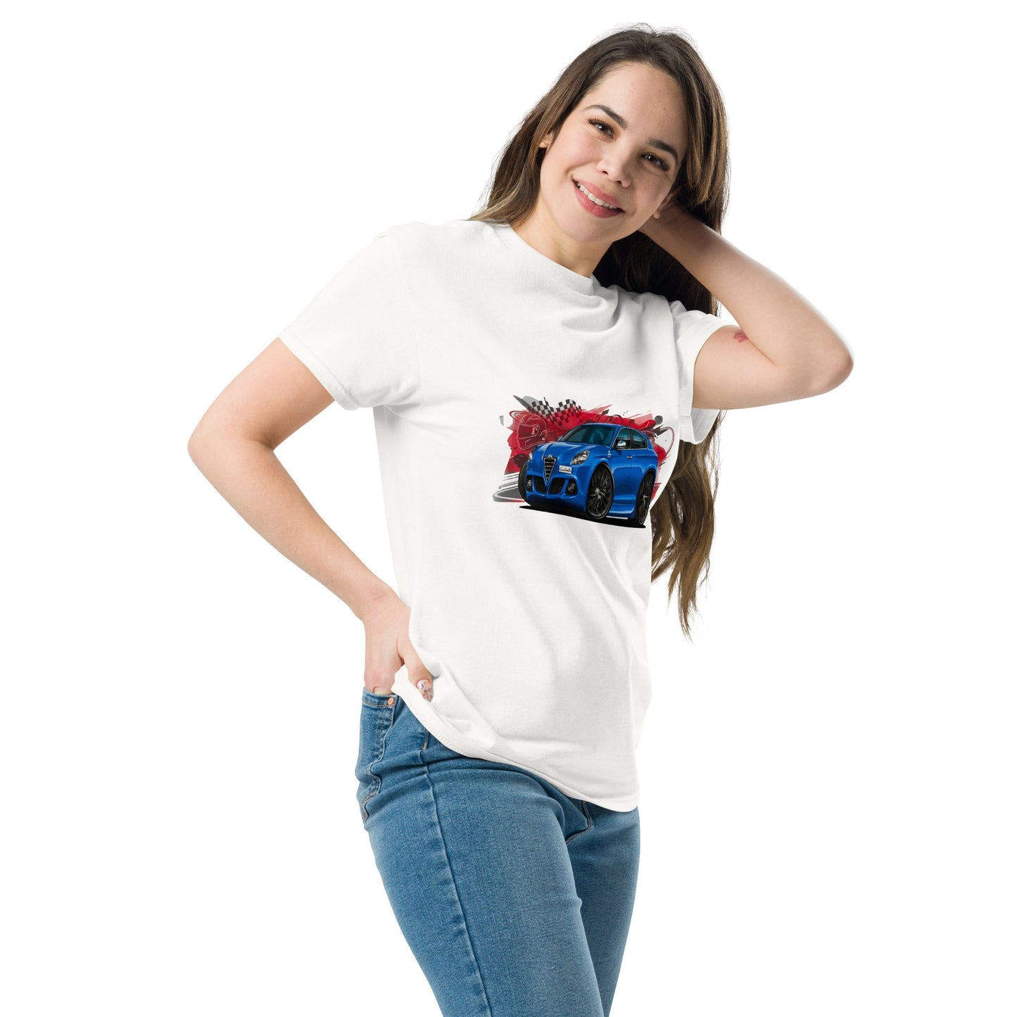 Maglietta T-shirt dedicata ai fan Alfa Romeo Giulietta Blu Misano | Stampa artistica