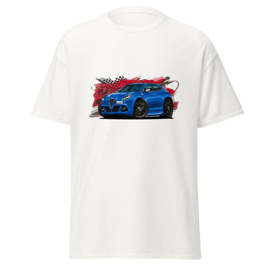 Maglietta T-shirt dedicata ai fan Alfa Romeo Giulietta Blu Misano | Stampa artistica