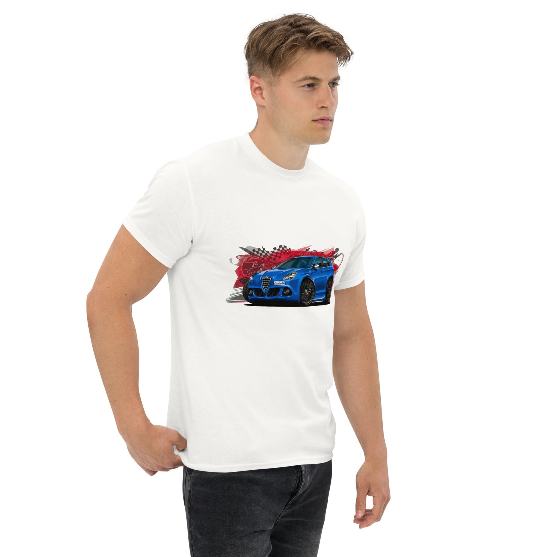 Maglietta T-shirt dedicata ai fan Alfa Romeo Giulietta Blu Misano | Stampa artistica