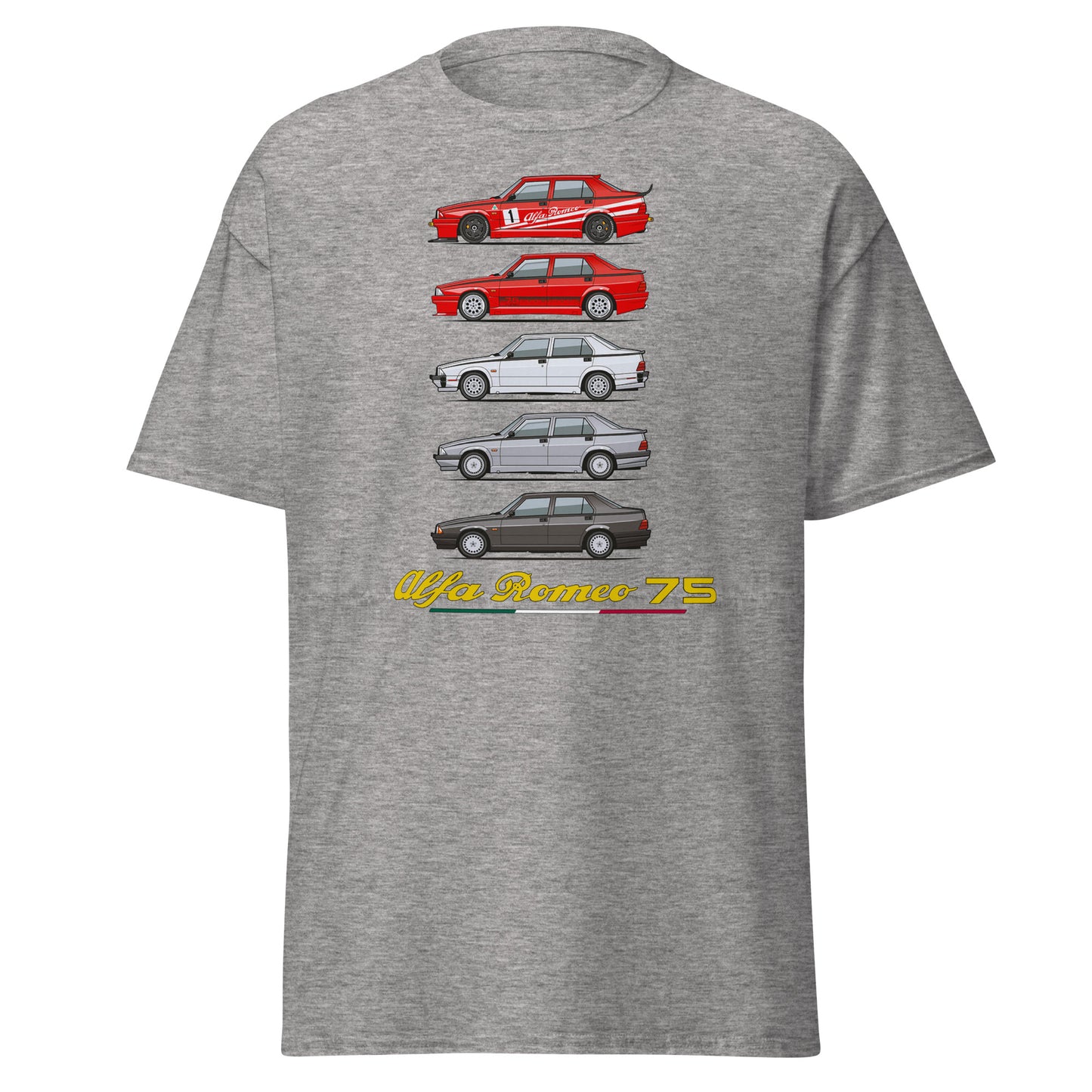 T-shirt Alfa Romeo 75 evoluzione dei modelli