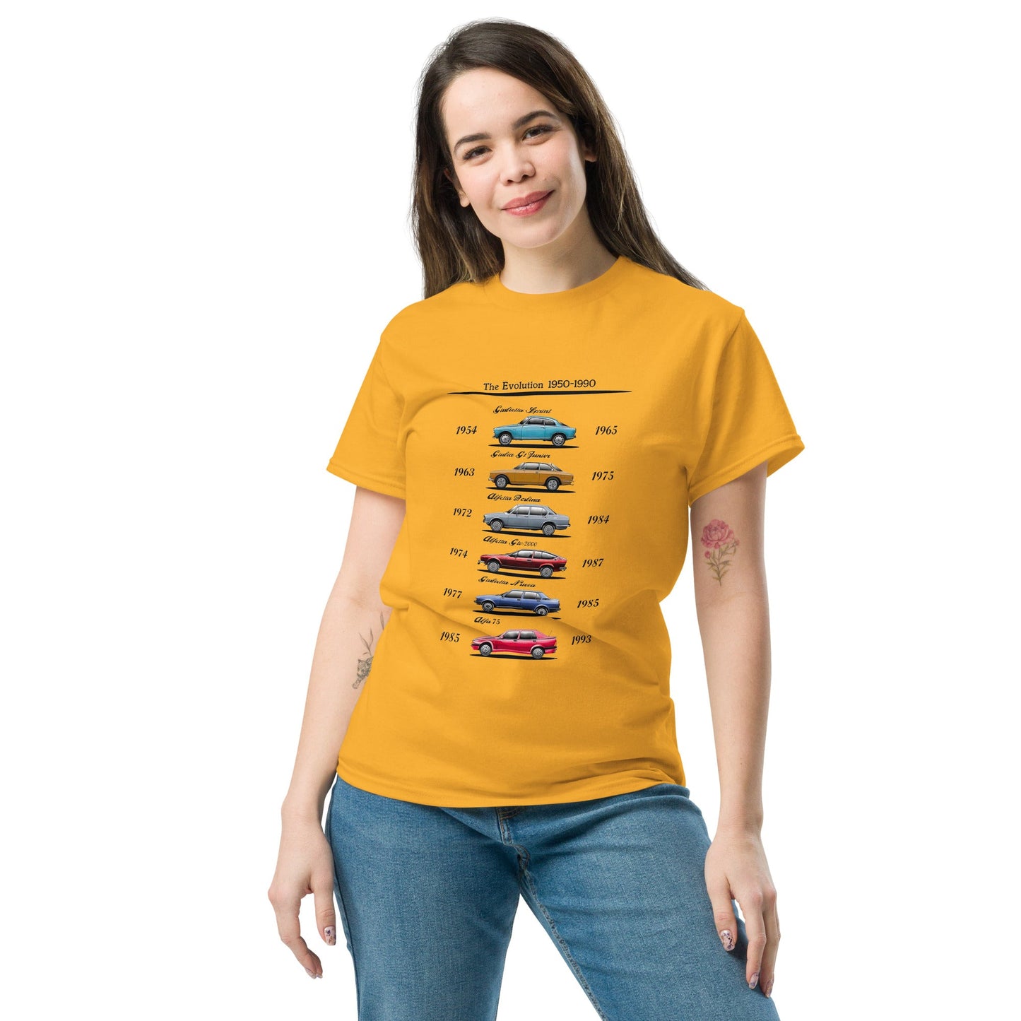 T shirt Alfa Romeo evoluzione modelli dal 1950 al 1990