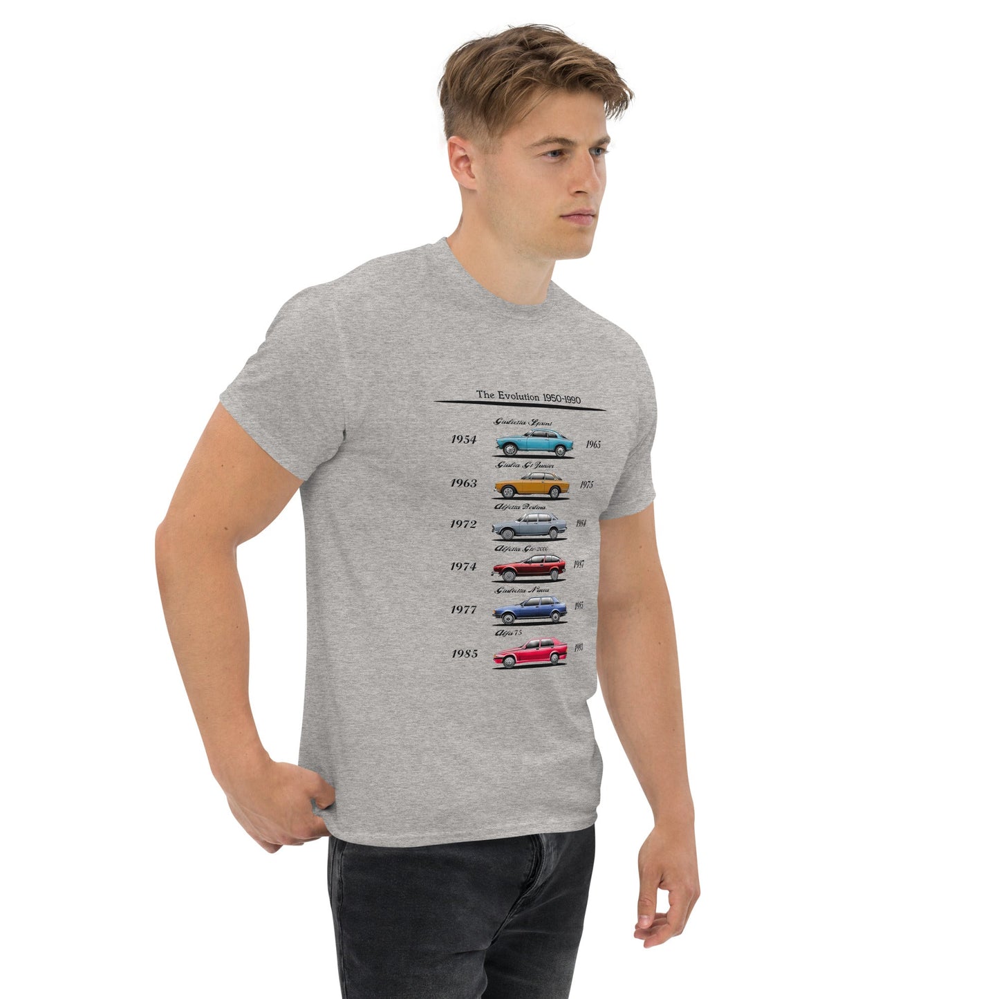 T shirt Alfa Romeo evoluzione modelli dal 1950 al 1990
