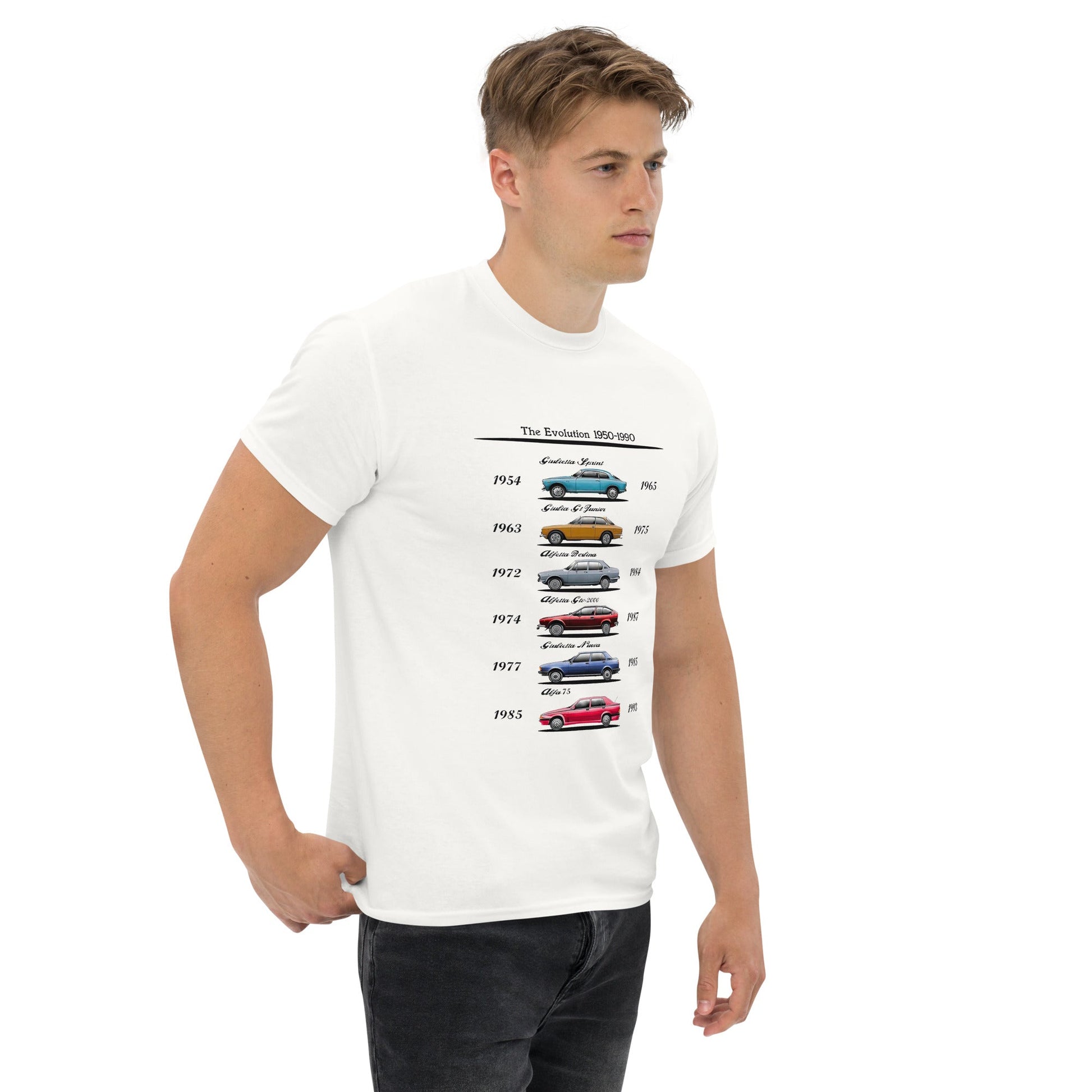 T shirt Alfa Romeo evoluzione modelli dal 1950 al 1990