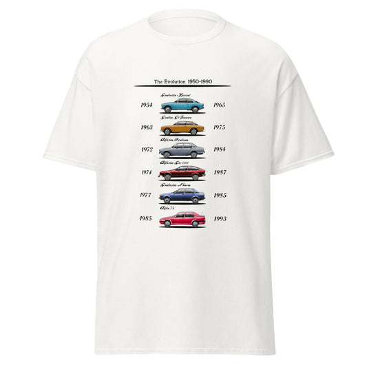T shirt Alfa Romeo evoluzione modelli dal 1950 al 1990