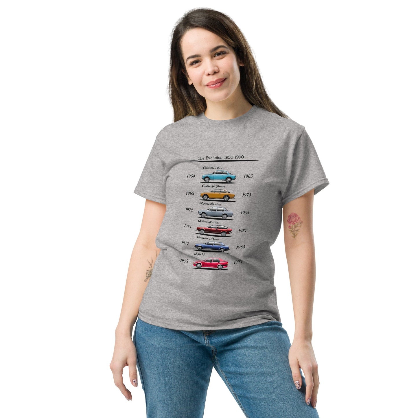 T shirt Alfa Romeo evoluzione modelli dal 1950 al 1990