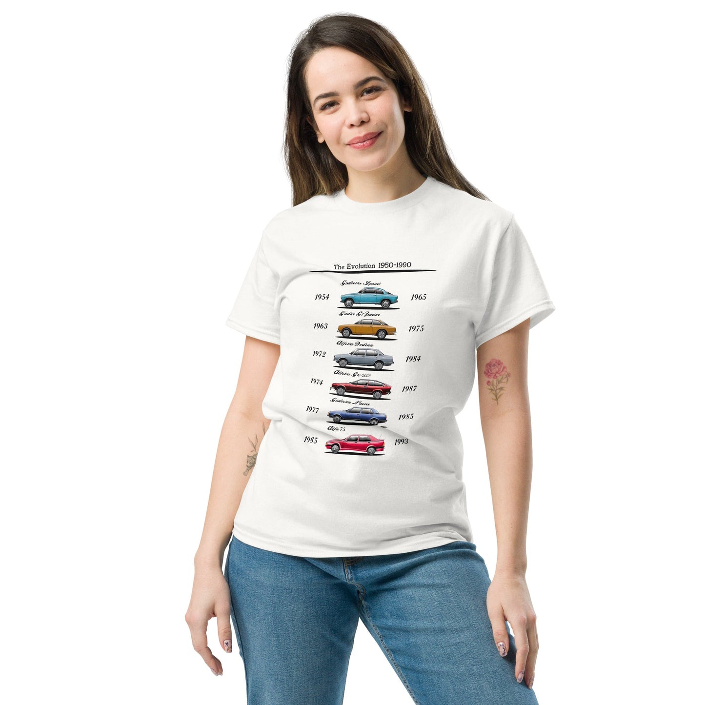 T shirt Alfa Romeo evoluzione modelli dal 1950 al 1990