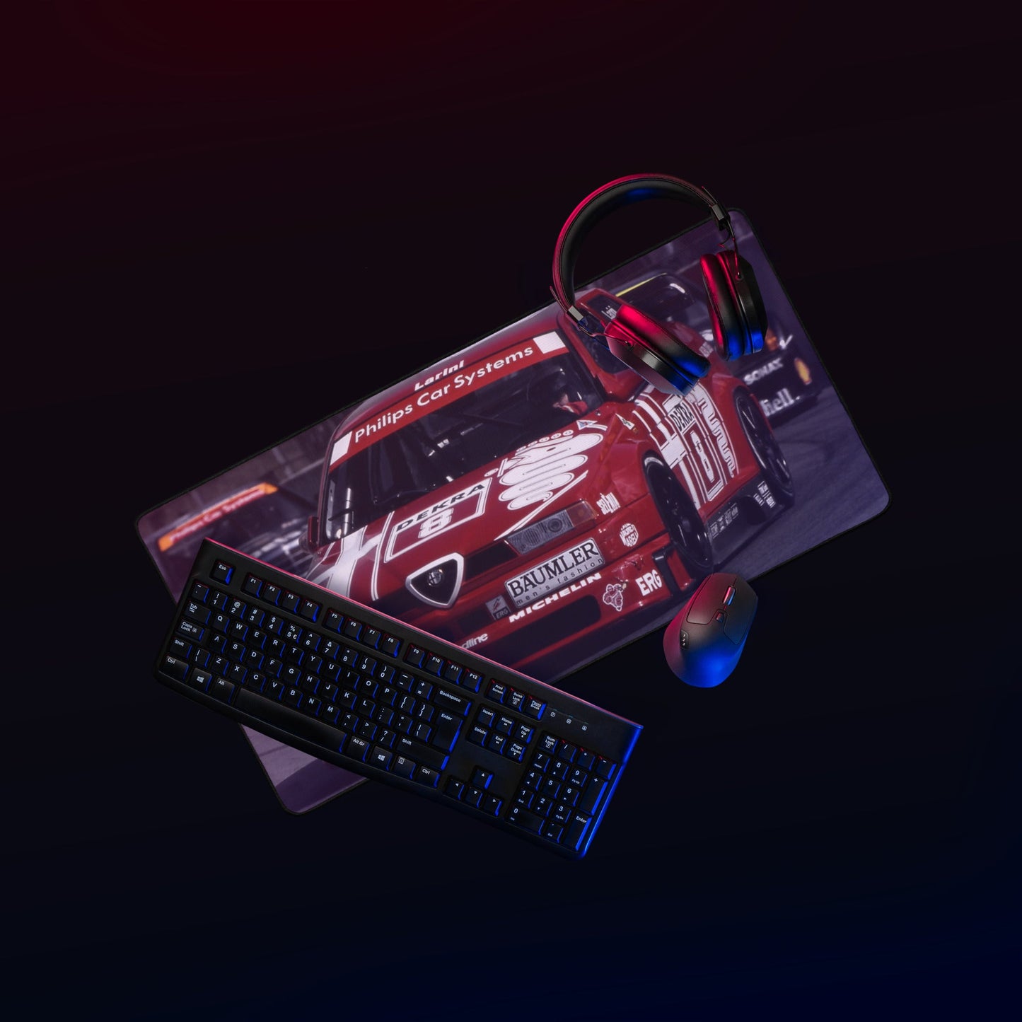 Tappetino da scrivania Alfa Romeo 155 V6 per gaming e lavoro - Design elegante per fan del motorsport