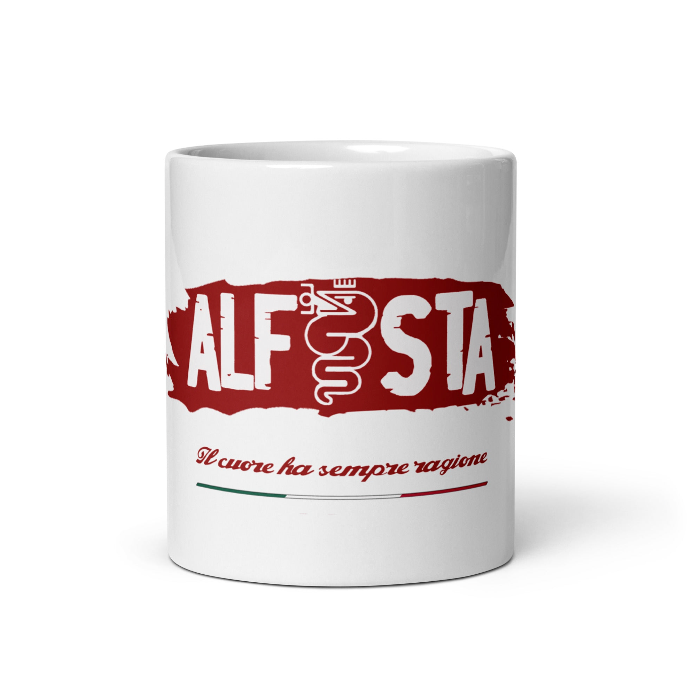 Tazza bianca lucida Alfista Alfa Romeo - Alfista Shop