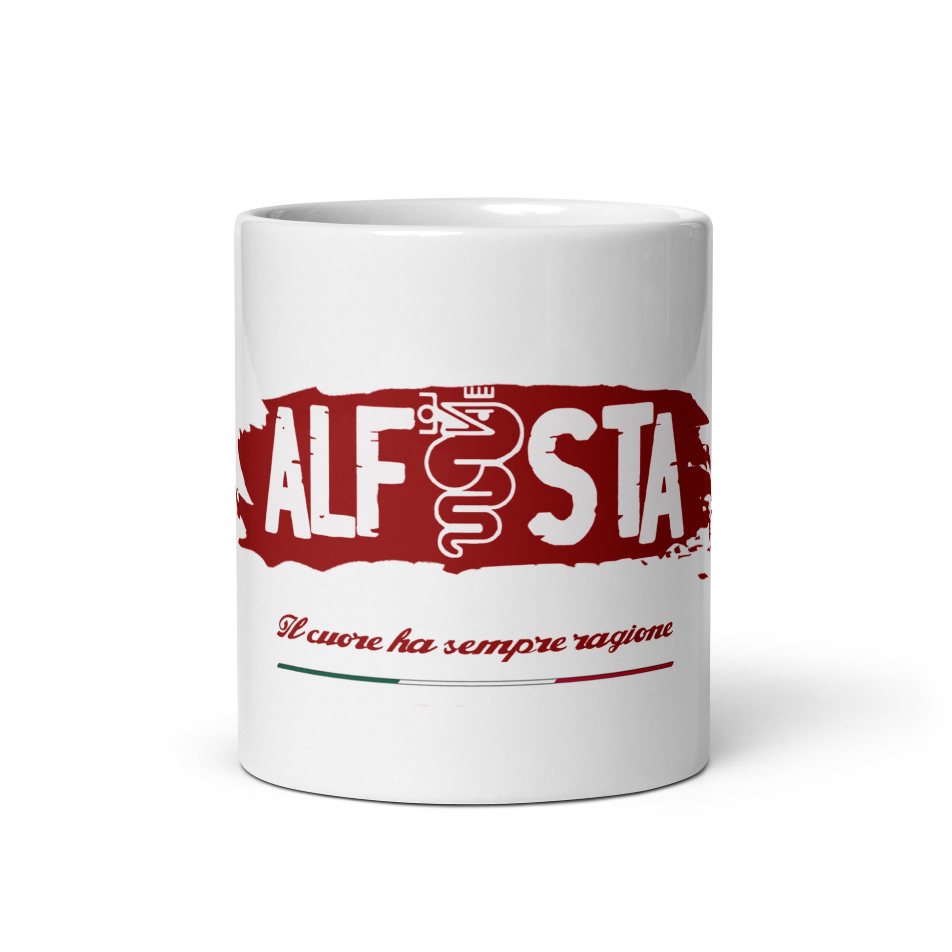 Tazza bianca lucida Alfista Alfa Romeo - Alfista Shop